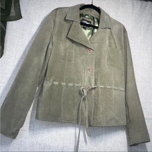 Vintage Wilson's Maxima Suede Leather Y2K Women’s Green Belted Boho Jacket XL